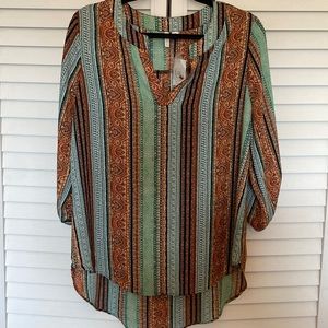 NWT Cato Long Sleeve Print Top
